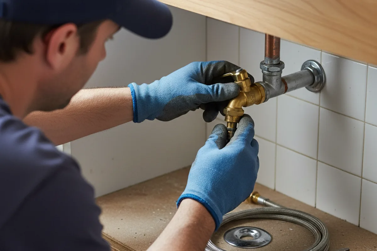 Shutoff valve and fitting work during Burst Pipe Repair in Baker